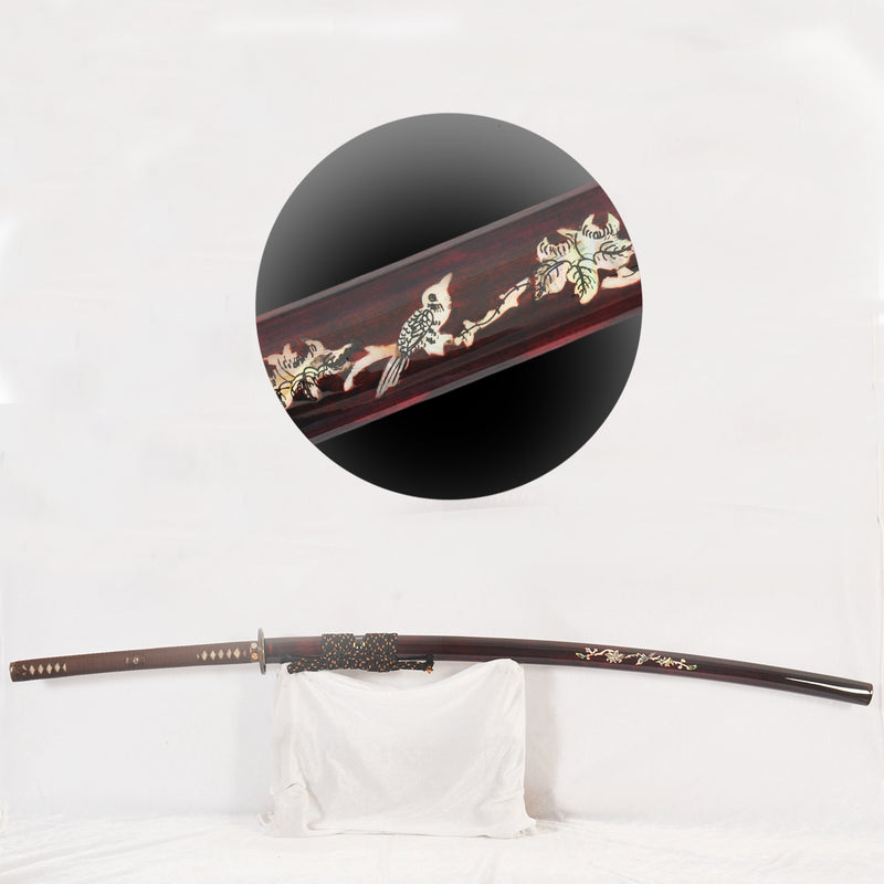 Hand Forged Odachi Sword Clay Tempered Japanese Long Sword Copper Tsuba Shell Saya Honsanmai - COOLKATANA 