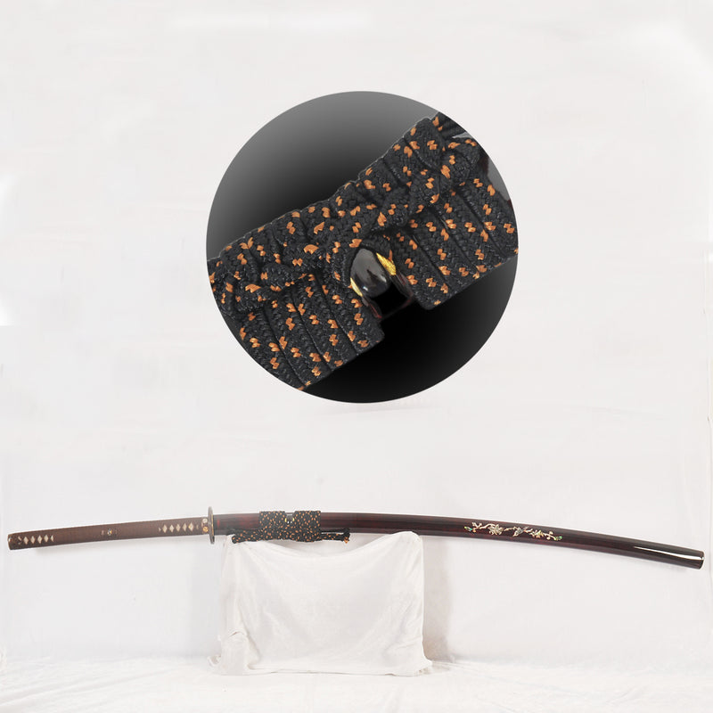 Hand Forged Odachi Sword Clay Tempered Japanese Long Sword Copper Tsuba Shell Saya Honsanmai - COOLKATANA 