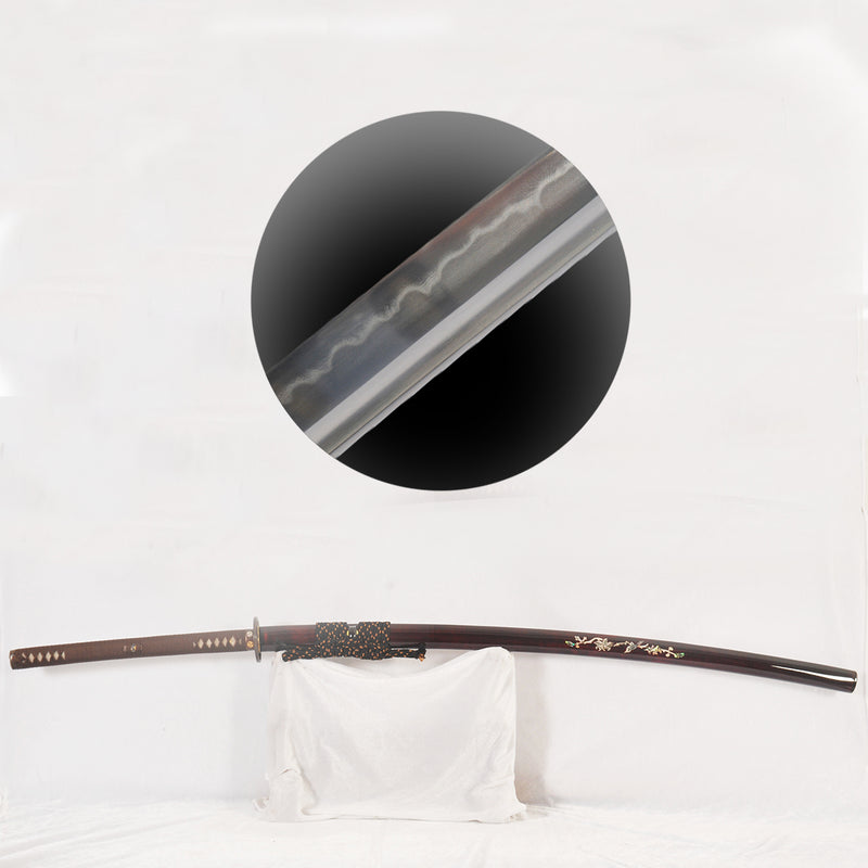 Hand Forged Odachi Sword Clay Tempered Japanese Long Sword Copper Tsuba Shell Saya Honsanmai - COOLKATANA 