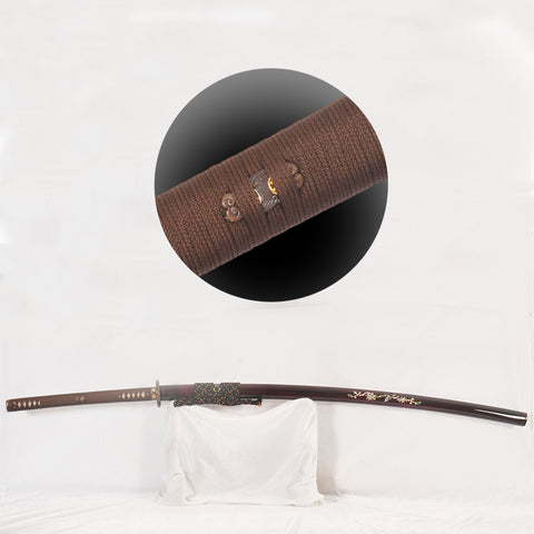 Hand Forged Odachi Sword Clay Tempered Japanese Long Sword Copper Tsuba Shell Saya Honsanmai-COOLKATANA