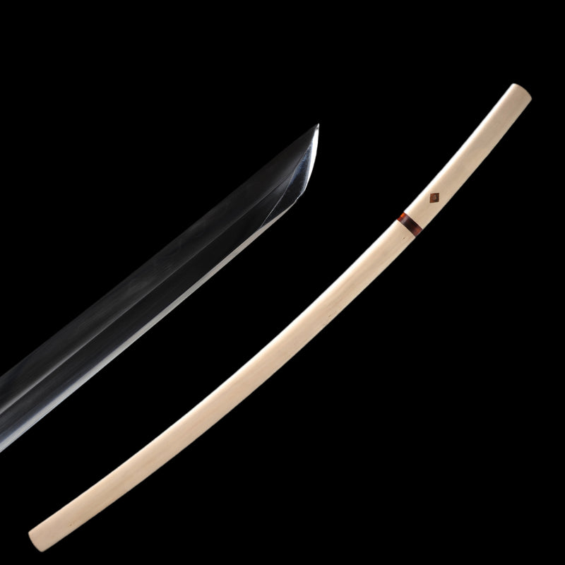 Hand Forged Sakabato Shirasaya Katana Reversed-Edge Japanese Sword 1095 Steel Clay Tempered - COOLKATANA 