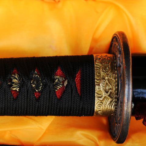 Hand Forged Tanto Sword Clay Tempered Japanese Short Sword 1095 Carbon Steel Battle Ready-COOLKATANA-SL-736-U