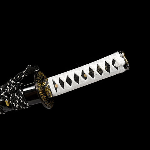 Hand Forged Tanto Sword Japanese Short Sword Folded Steel Full Tang Iron Tsuba-COOLKATANA-SL-1275-U