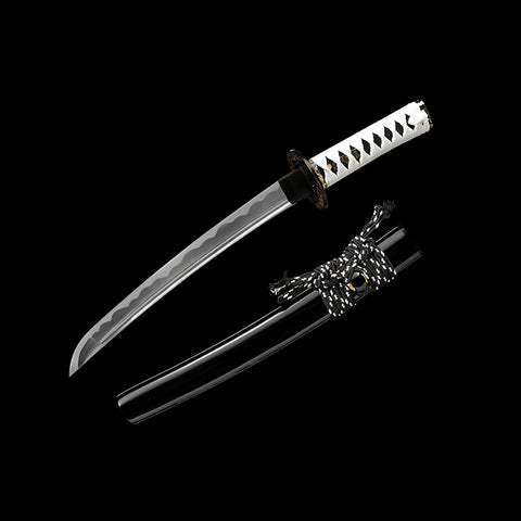 Hand Forged Tanto Sword Japanese Short Sword Folded Steel Full Tang Iron Tsuba-COOLKATANA-SL-1275-U