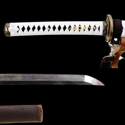 Hand Forged Walking Dead Katana Michonne Zombie Killer 1095 Carbon Steel Clay Tempered Black Scabbard-COOLKATANA-SL-861-U