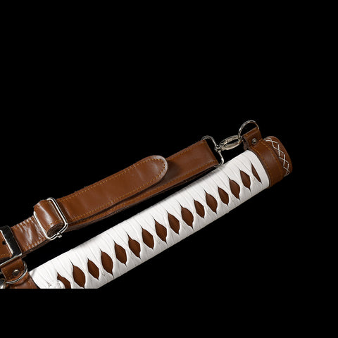 Hand Forged Walking Dead Sword Michonne Katana Zombie Killer 1095 Carbon Steel Clay Tempered Brown Leather-COOLKATANA-SL-897-U