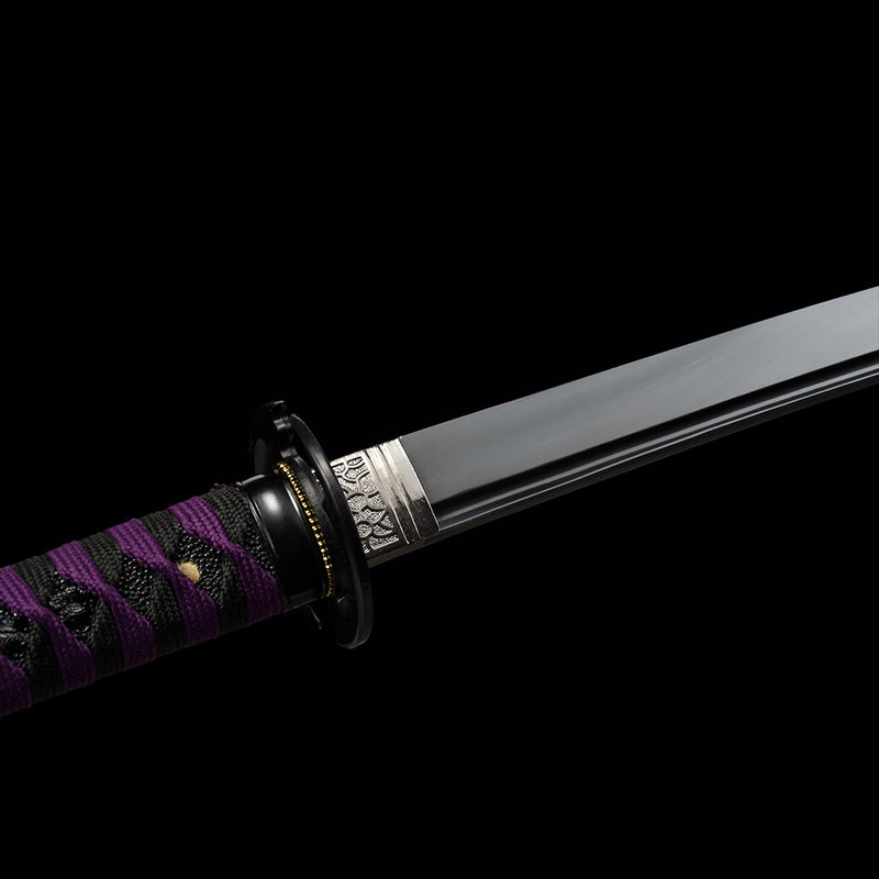 1095 High Carbon Steel Black Demon Slayer Nichirin Katana Sword - COOLKATANA 