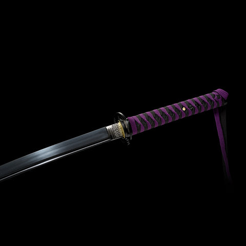 anime katana demon slayer sword Nichirin Sword 1095 High Carbon Steel Black Blade Sageo QQ-0108 COOLKATANA 7