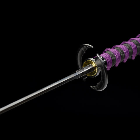 anime katana demon slayer sword Nichirin Sword 1095 High Carbon Steel Black Blade Sageo QQ-0108 COOLKATANA 8