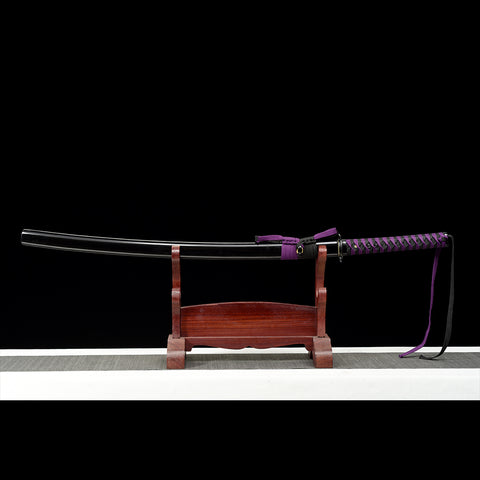 anime katana demon slayer sword Nichirin Sword 1095 High Carbon Steel Black Blade QQ-0108 COOLKATANA 1