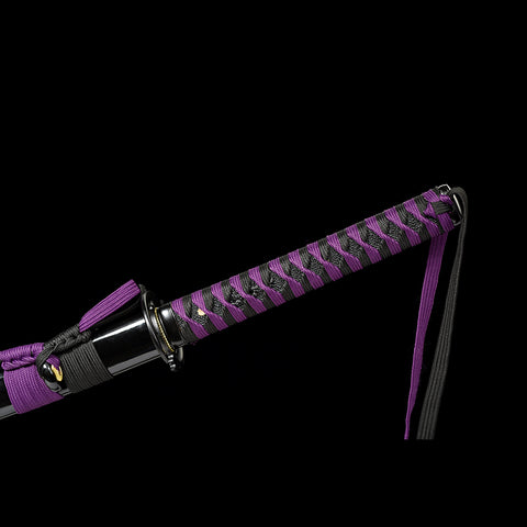 anime katana demon slayer sword Nichirin Sword 1095 High Carbon Steel Black Blade Sageo QQ-0108 COOLKATANA 18