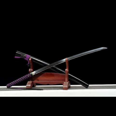 anime katana demon slayer sword Nichirin Sword 1095 High Carbon Steel Black Blade QQ-0108 COOLKATANA 3