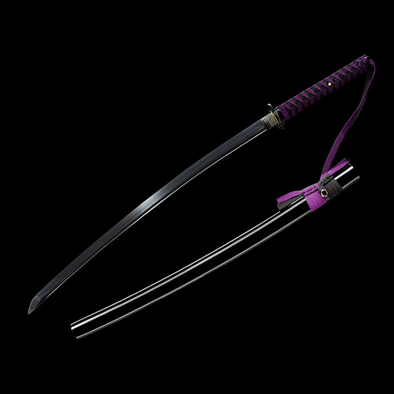 Deep Purple Color Handmade Katana 1045 High Carbon Steel Sharp