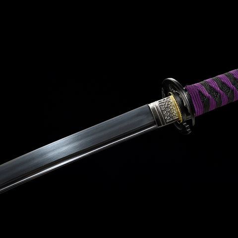 anime katana demon slayer sword Nichirin Sword 1095 High Carbon Steel Black Blade Bo Hi QQ-0108 COOLKATANA 10
