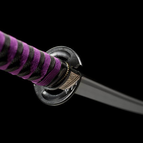 anime katana demon slayer sword Nichirin Sword 1095 High Carbon Steel Black Blade Tsuba Fitting QQ-0108 COOLKATANA 5