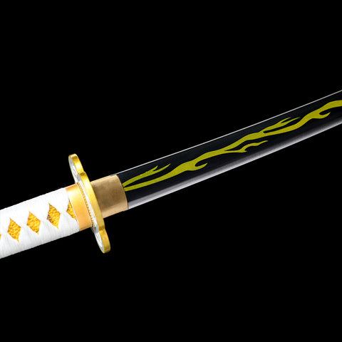Handmade Anime Katana Sword with Golden Lightening Pattern