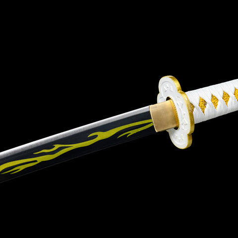 Demon Slayer Katana Sword with Golden Lightening Pattern