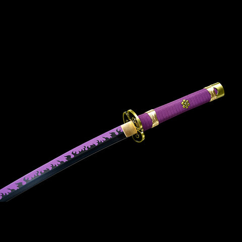 Anime sword one piece characters roronoa zoro Enma Sword 1095 High Carbon Steel Purple Blade Tsuba QQ-0109 14