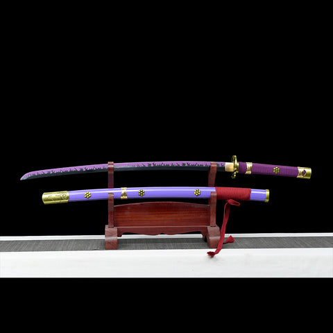 Handmade Anime Katana One Piece Roronoa Zoro's Enma Sword Purple Blade 1095 High Carbon Steel Purple-COOLKATANA