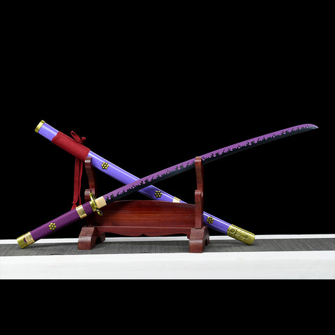 Handmade Anime Katana One Piece Roronoa Zoro's Enma Sword Purple Blade 1095 High Carbon Steel Purple-COOLKATANA