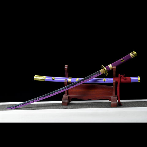 Handmade Anime Katana One Piece Roronoa Zoro's Enma Sword Purple Blade 1095 High Carbon Steel Purple-COOLKATANA