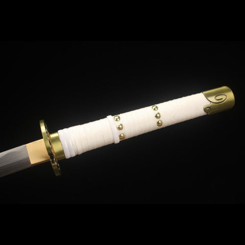 Handmade Anime One Piece Ame no Habakiri Katana Sword 1045 Carbon Steel Blade Full Tang Shinogidukuri Trefoil-Shaped Tsuba-COOLKATANA