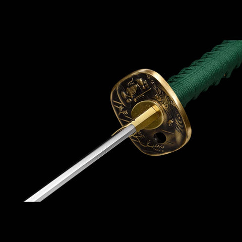 Dragon Sparrow Katana Sword with Engraved Tsuba