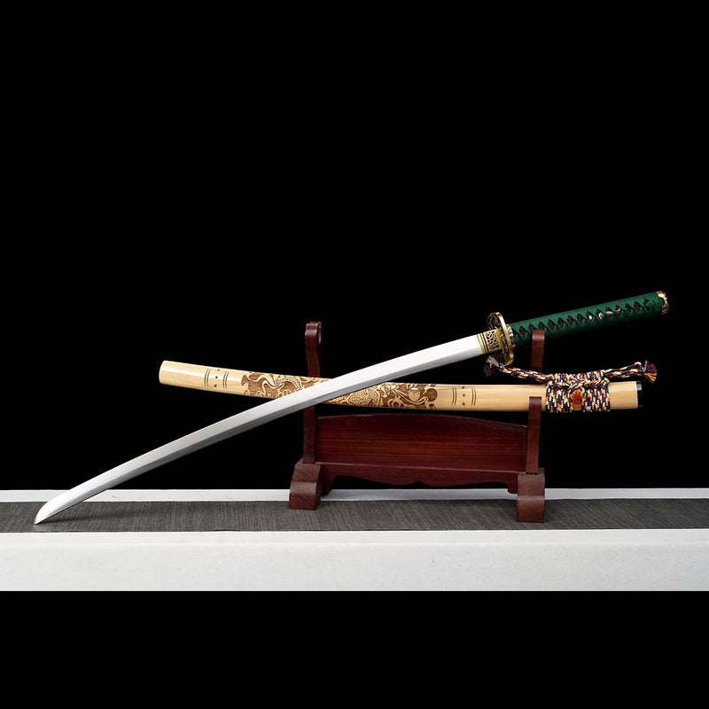 1060 Carbon Steel Full Tang Blade Dragon Sparrow Blade Katana Sword with Engraved Saya - COOLKATANA 