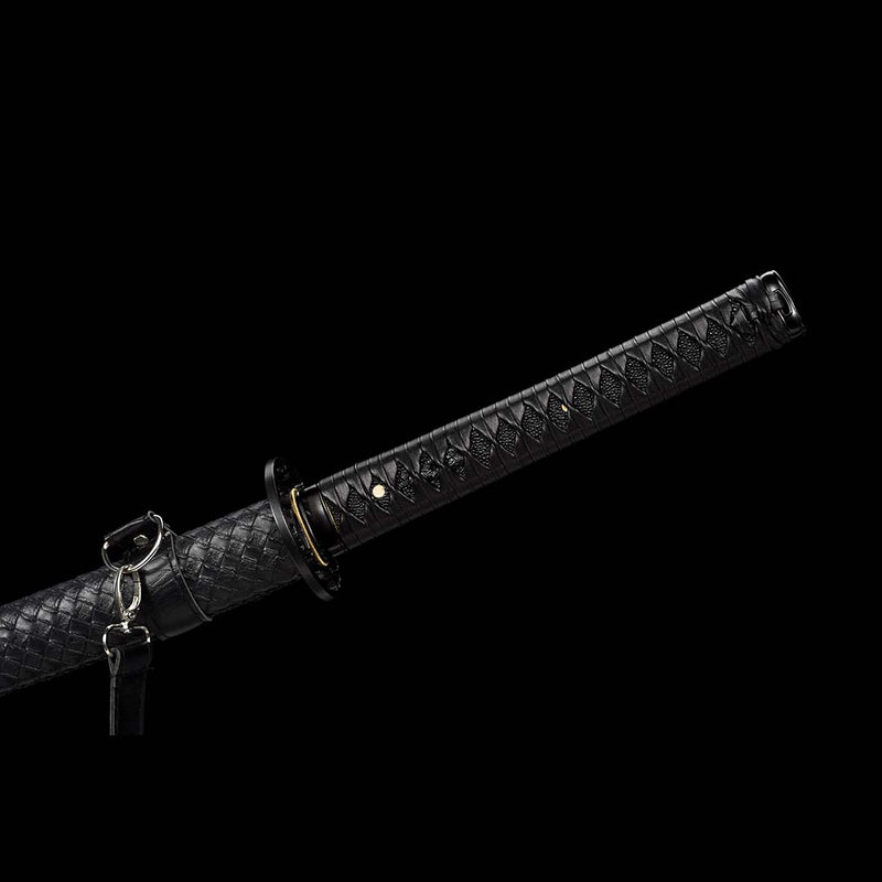 Japanese Katana Sword with Black Saya and 1060 Carbon Steel Full Tang Blade - COOLKATANA 