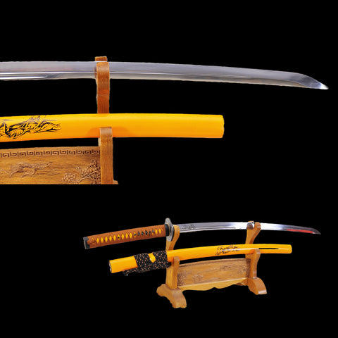 Handmade Japanese Katana Sword 1095 Carbon Steel Iron Tsuba Grim Reaper Motif-COOLKATANA