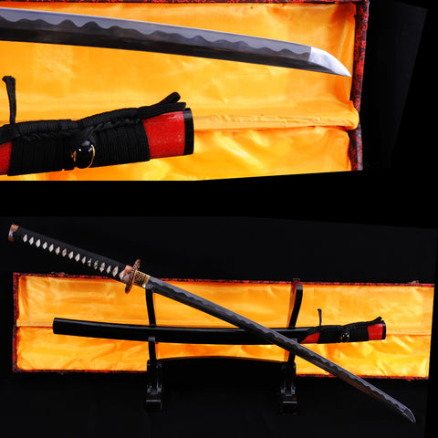 Handmade Japanese Katana Sword 1095 High Carbon Steel Abrasived Hamon Copper Crane Tsuba-COOLKATANA-SL-762-U