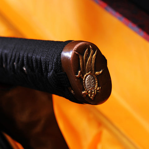 Handmade Japanese Katana Sword 1095 High Carbon Steel Abrasived Hamon Copper Crane Tsuba-COOLKATANA-SL-762-U