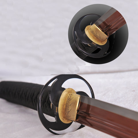 Handmade Japanese Katana Sword 1095 Steel Kogarasu-Maru Double Edge Red Blade Battle Ready-COOLKATANA-SL-1153-U