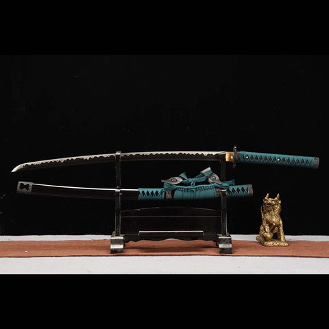 Handmade Japanese Tachi Sword, 1045 Carbon Steel Full Tang Blade Dragon Pattern Accessories-COOLKATANA