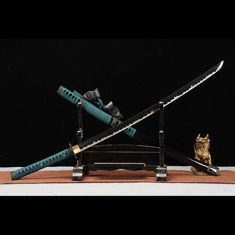 Handmade Japanese Tachi Sword, 1045 Carbon Steel Full Tang Blade Dragon Pattern Accessories-COOLKATANA