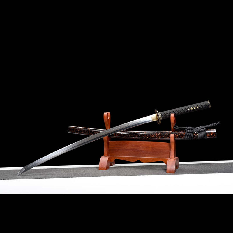T10 Steel Full Tang Blade Japanese Katana Sword with Dragon Pattern Fitting Hardwood Spot Paint Saya - COOLKATANA 