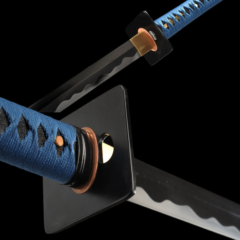 Handmade Japanese Ninja Sword Straight Blade Ninjato 1095 High Carbon Steel Full Tang Iron Tsuba - COOLKATANA 