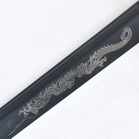 Handmade Japanese Ninja Sword Straight Blade Ninjato Folded Steel Black Blade Brass Tsuba-COOLKATANA