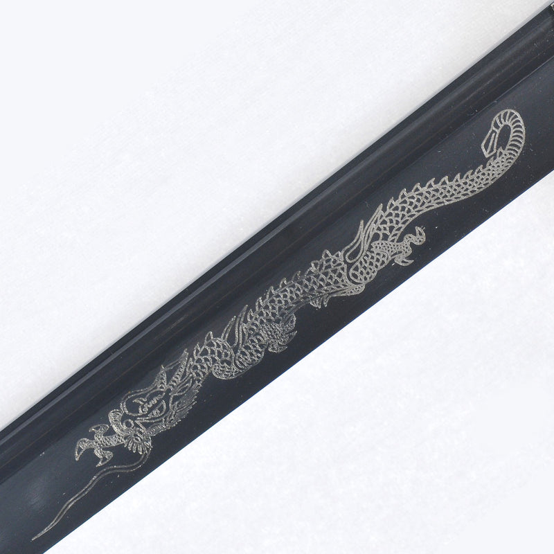 Handmade Japanese Ninja Sword Straight Blade Ninjato Folded Steel Black Blade Brass Tsuba - COOLKATANA 