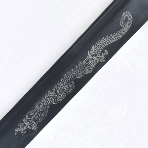 Handmade Japanese Ninja Sword Straight Blade Ninjato Folded Steel Dragon Engraving-COOLKATANA-SL-1171-U
