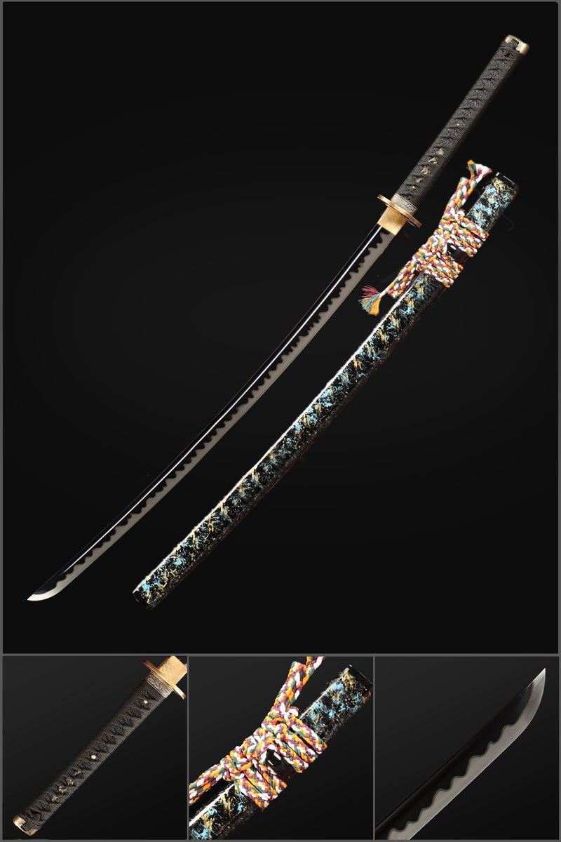 High Manganese Steel Full Tang Japanese Katana Sword, Demon Soul Sword with Dragon Tsuba - COOLKATANA 
