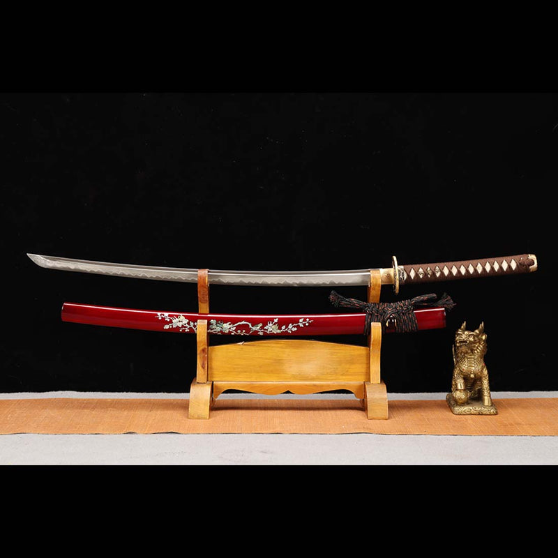 T10 Steel Japanese Katana Sword, Skylark Pattern Sword with Full Tang Blade - COOLKATANA 