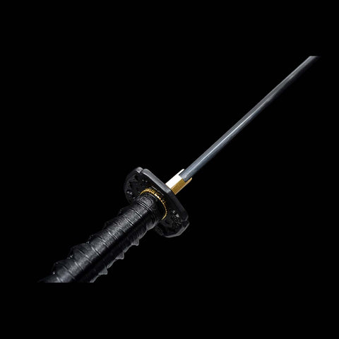Handmade Japanese Samurai Katana, Japanese Gunto 1060 Carbon Steel Black Blade with Bo-hi Rosewood Saya-COOLKATANA-QQ-0223-U