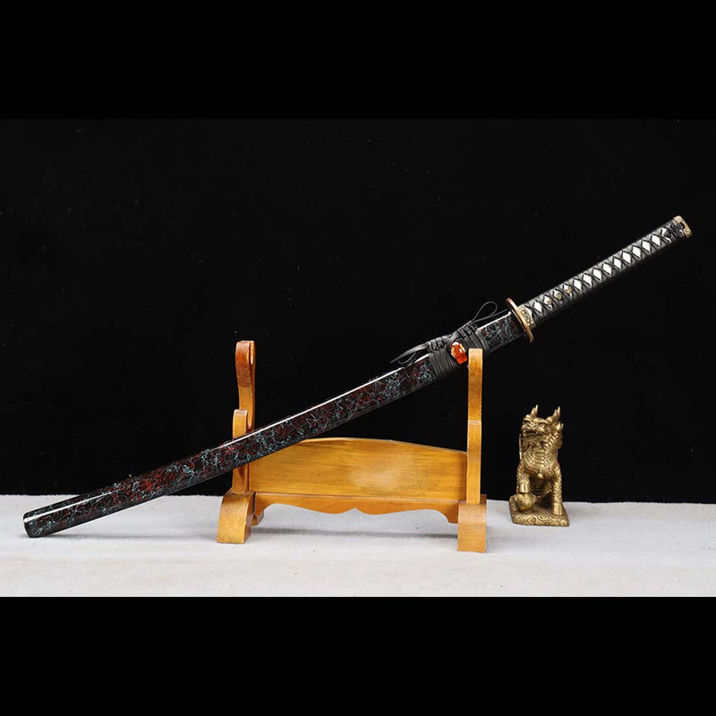 Sword Ripples 1060 Carbon Steel Black Japanese Samurai Katana Blade with Bo-hi Full ...