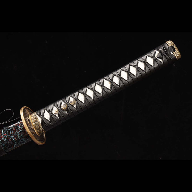 Sword Ripples 1060 Carbon Steel Black Japanese Samurai Katana Blade with Bo-hi Full ...