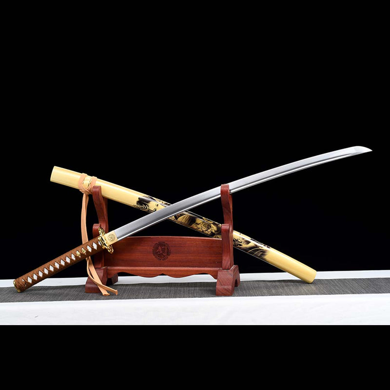 MoYang Sword 9260 Spring Steel Japanese Samurai Katana with Bo-hi Full Tang Painting Saya - COOLKATANA 