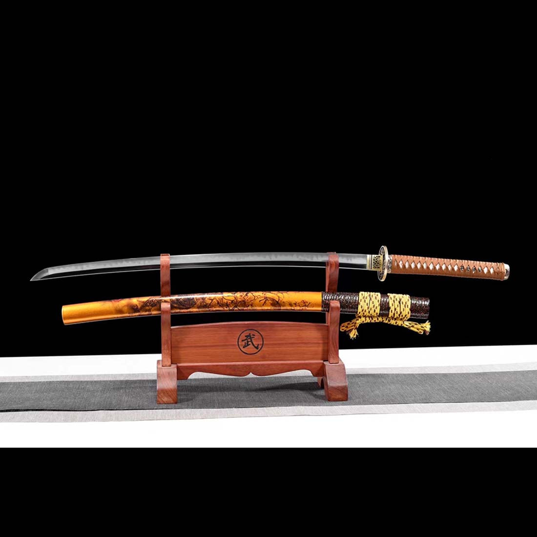 T10 Steel Full Tang Japanese Samurai Katana with Painted Grinding ...