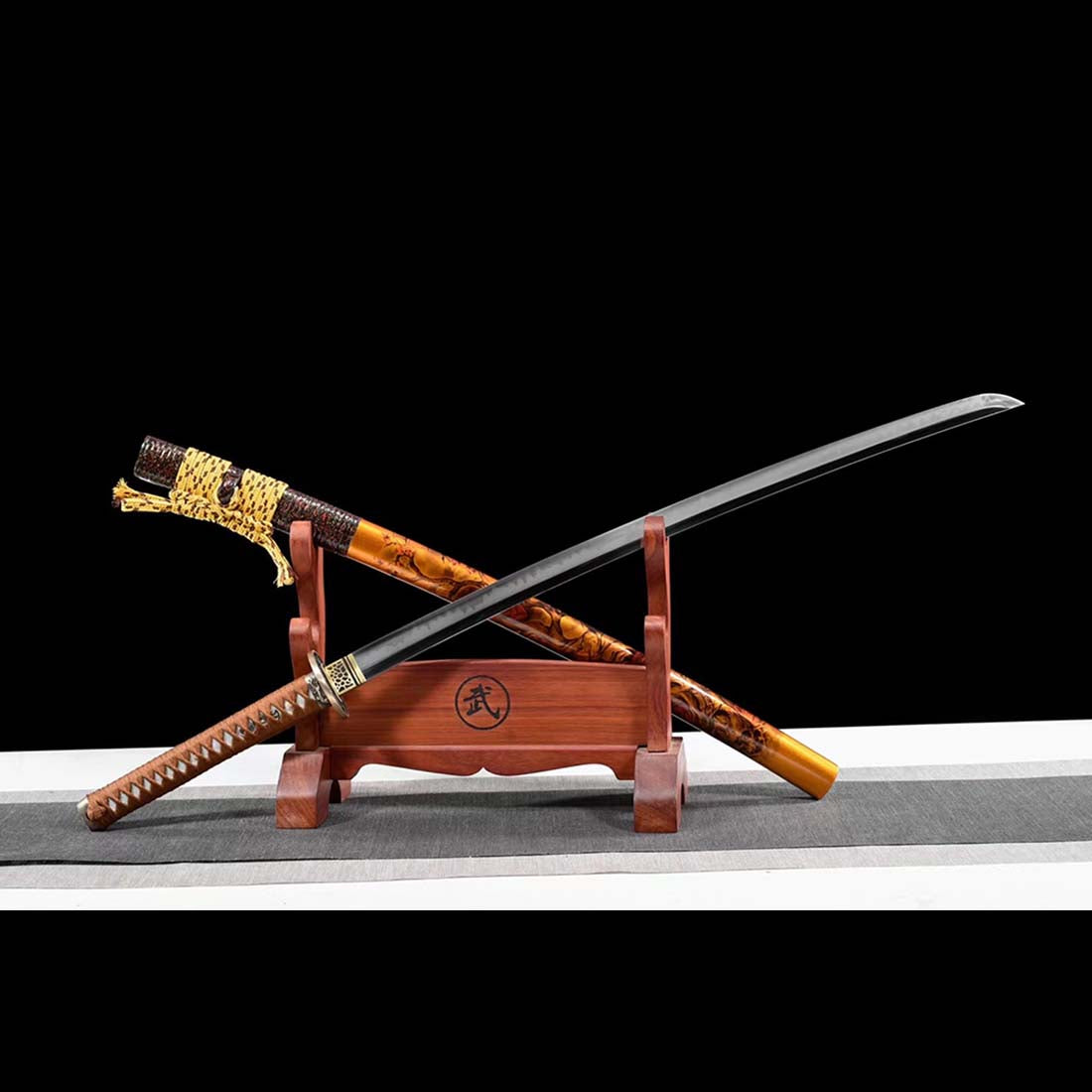 T10 Steel Full Tang Japanese Samurai Katana with Painted Grinding ...