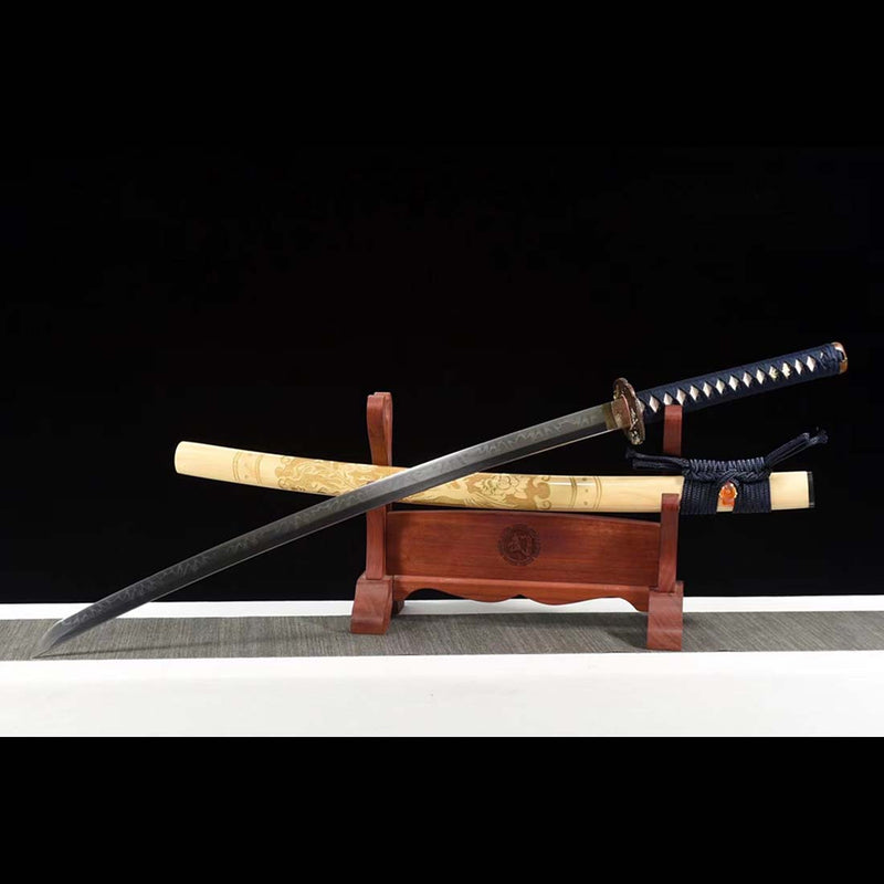 Falcon Theme T10 Steel Full Tang Japanese Samurai Katana with Carved Saya Gilding Tsuba - COOLKATANA 