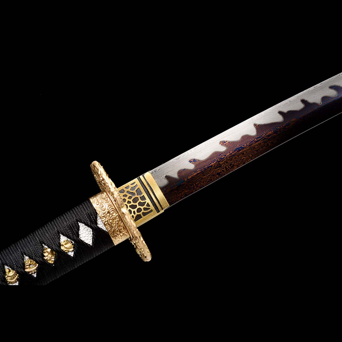 Samurai Blade Pattern Regulus Sword Replica Folded Steel Full Tang Fire PatternJapanese ...